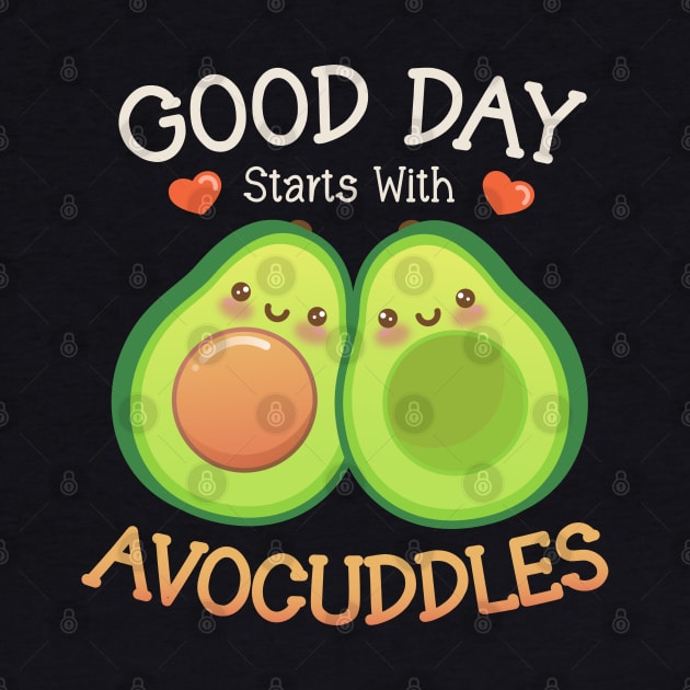 Avocuddles Kawaii Cute Avocado Funny Food Pun for Vegan by Irene Koh Studio